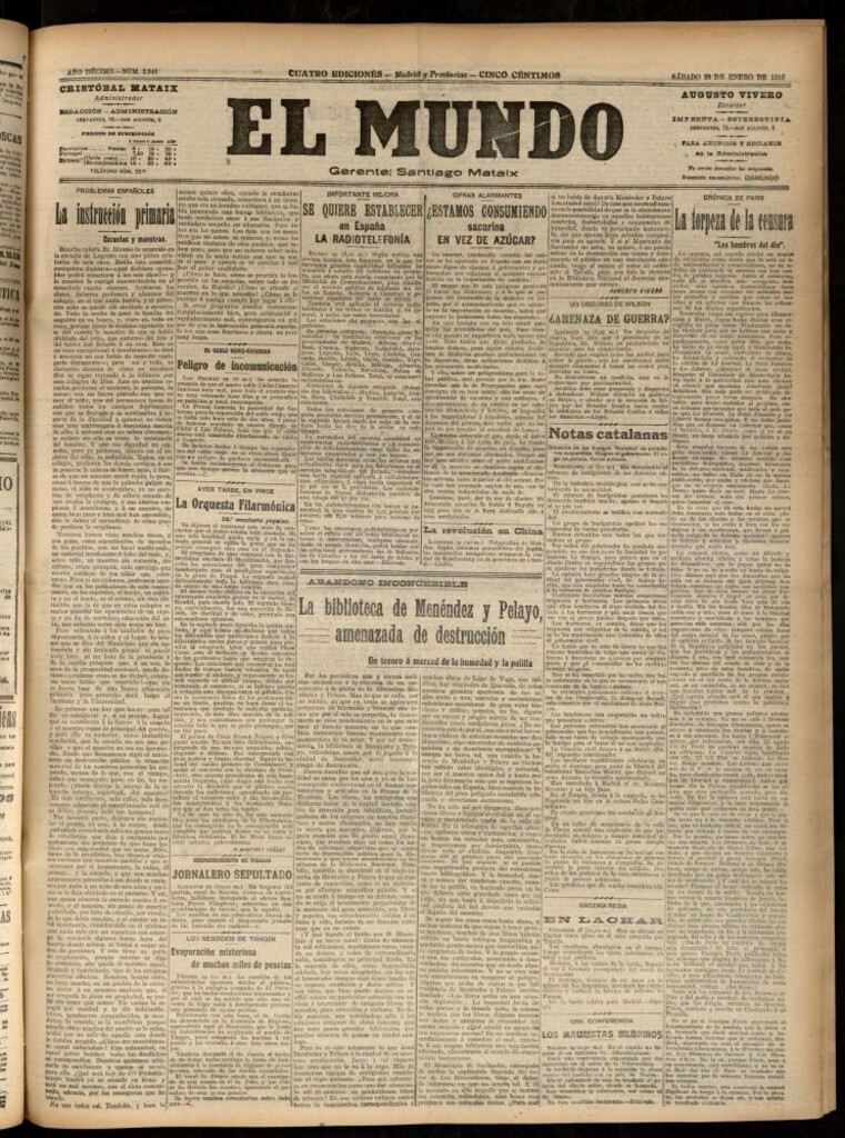 Miniatura de El Mundo del 29 de enero de 1916