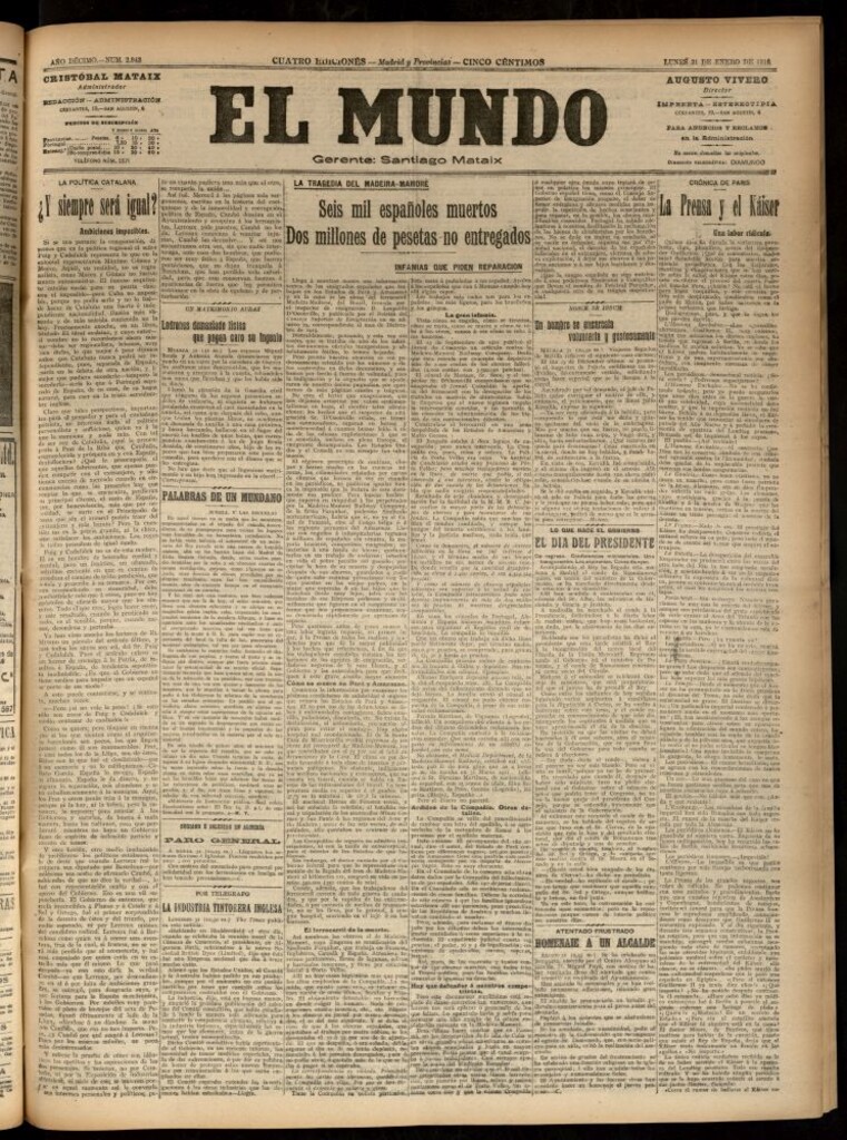 Miniatura de El Mundo del 31 de enero de 1916
