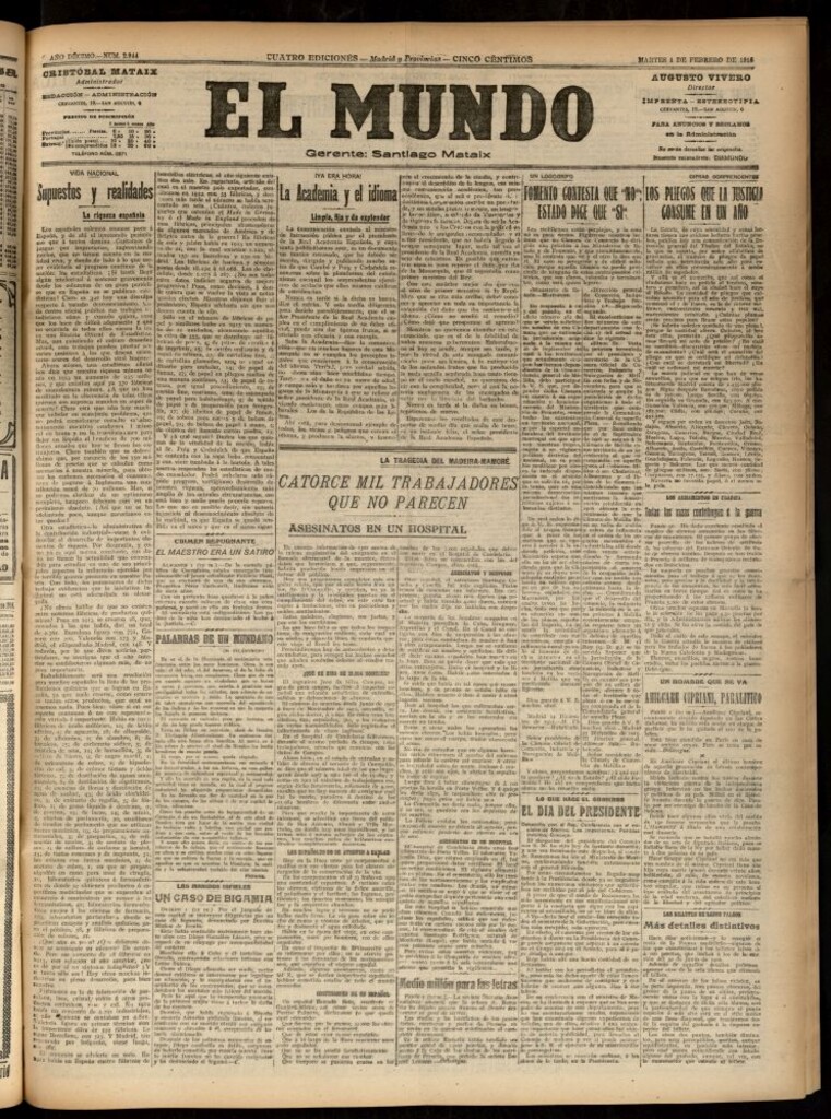 Miniatura de El Mundo del 1 de febrero de 1916