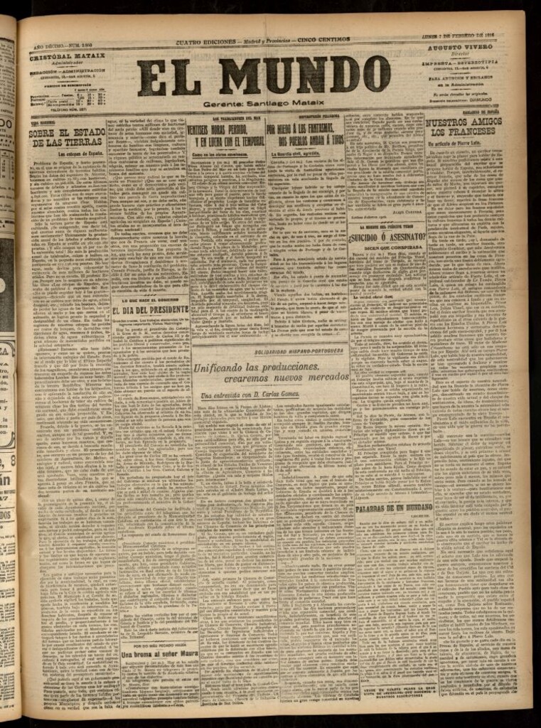 Miniatura de El Mundo del 7 de febrero de 1916