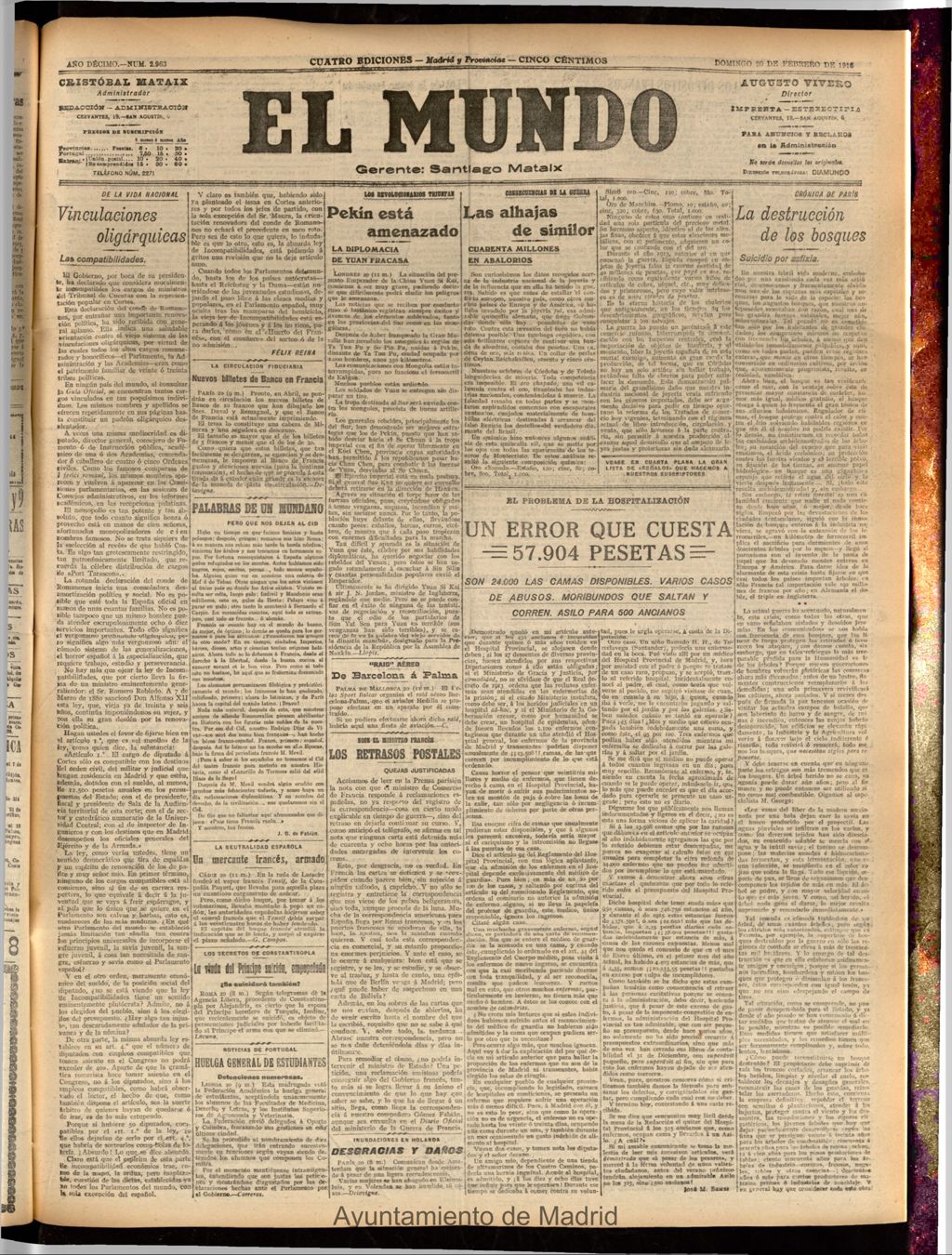 Miniatura de El Mundo del 20 de febrero de 1916