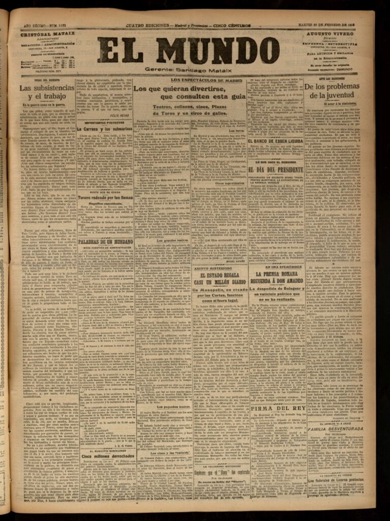 Miniatura de El Mundo del 29 de febrero de 1916