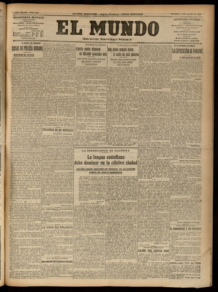 Miniatura de El Mundo del 19 de marzo de 1916