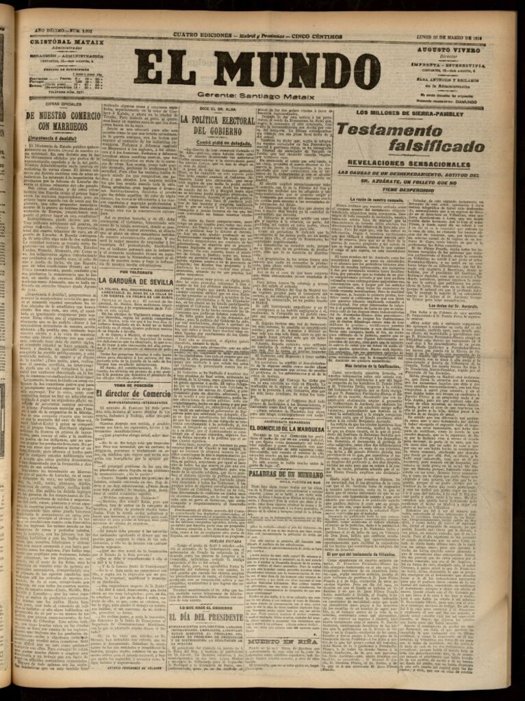 Miniatura de El Mundo del 20 de marzo de 1916