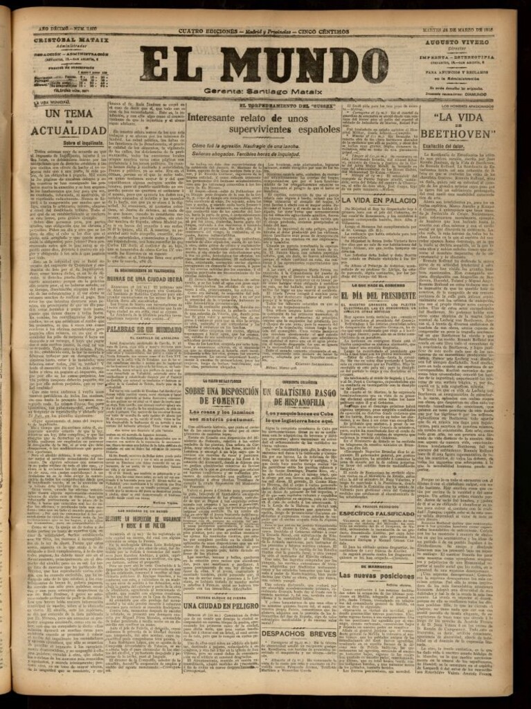 Miniatura de El Mundo del 28 de marzo de 1916