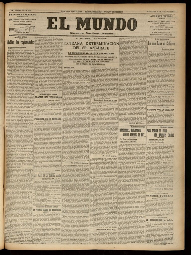 Miniatura de El Mundo del 29 de marzo de 1916