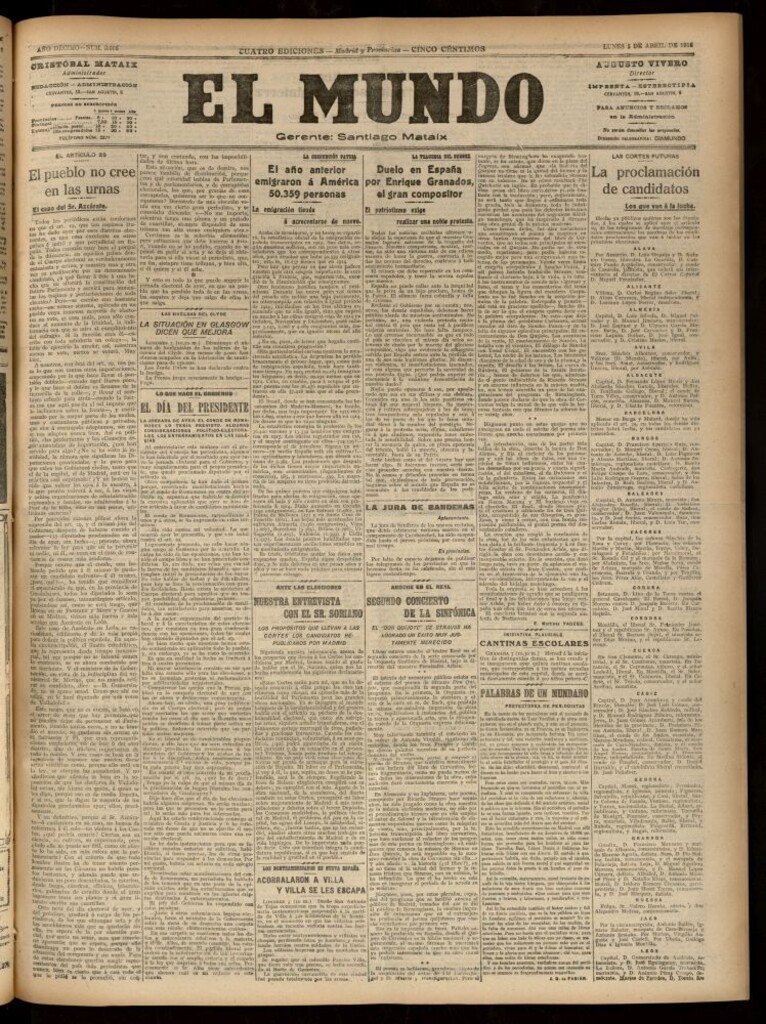 Miniatura de El Mundo del 3 de abril de 1916