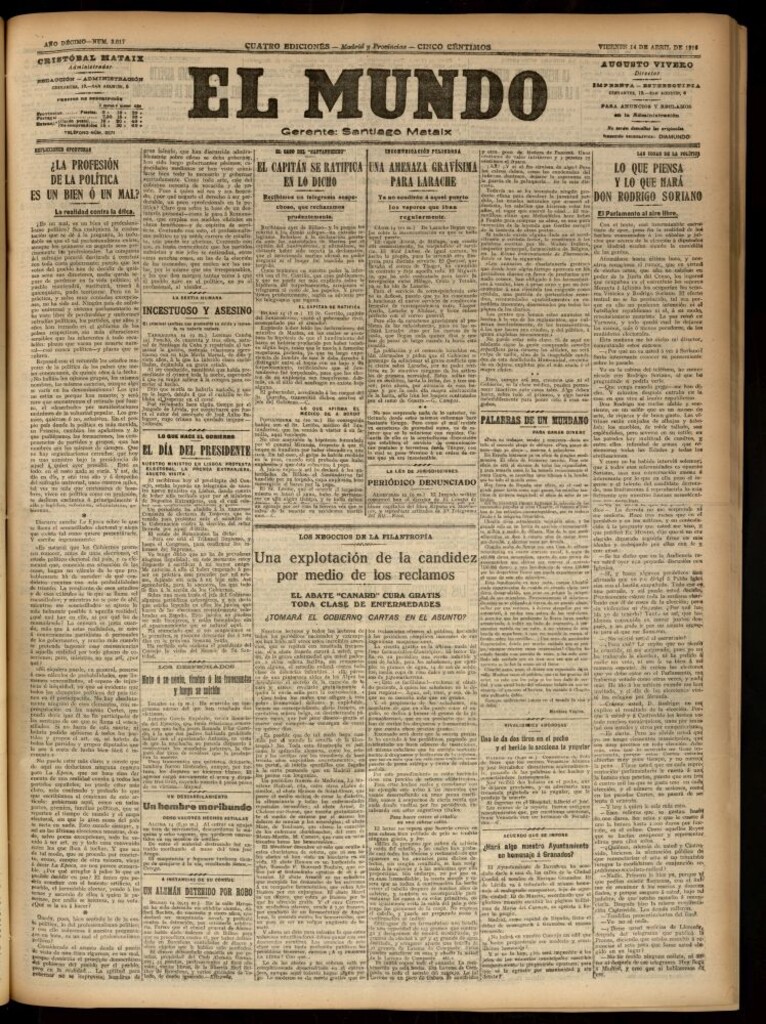 Miniatura de El Mundo del 14 de abril de 1916