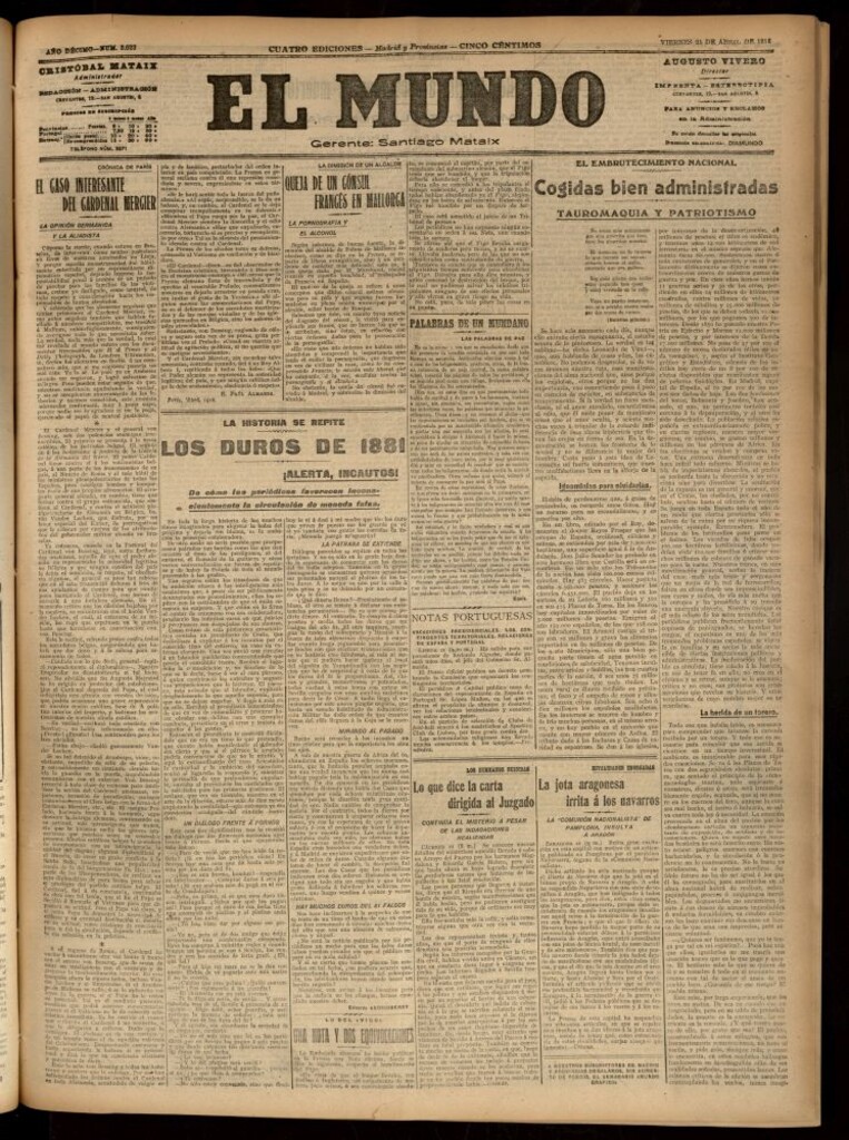 Miniatura de El Mundo del 21 de abril de 1916