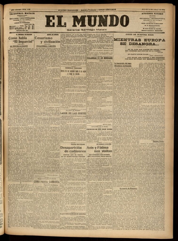 Miniatura de El Mundo del 27 de abril de 1916