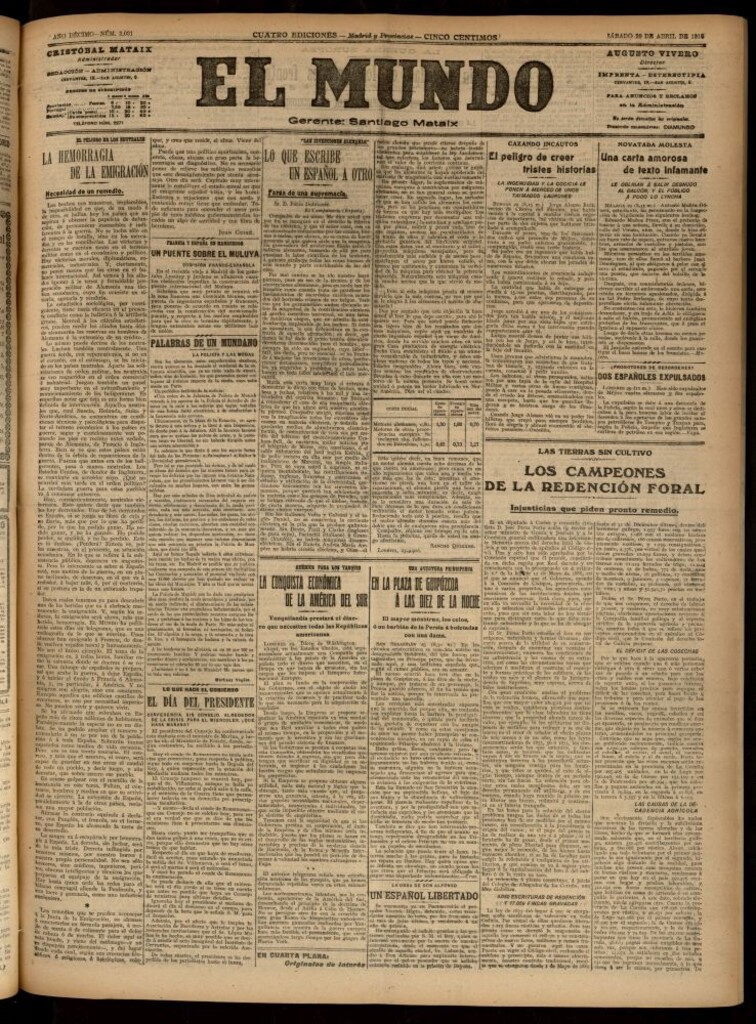 Miniatura de El Mundo del 29 de abril de 1916