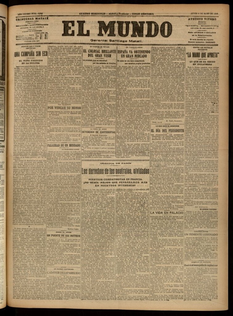 Miniatura de El Mundo del 8 de mayo de 1916