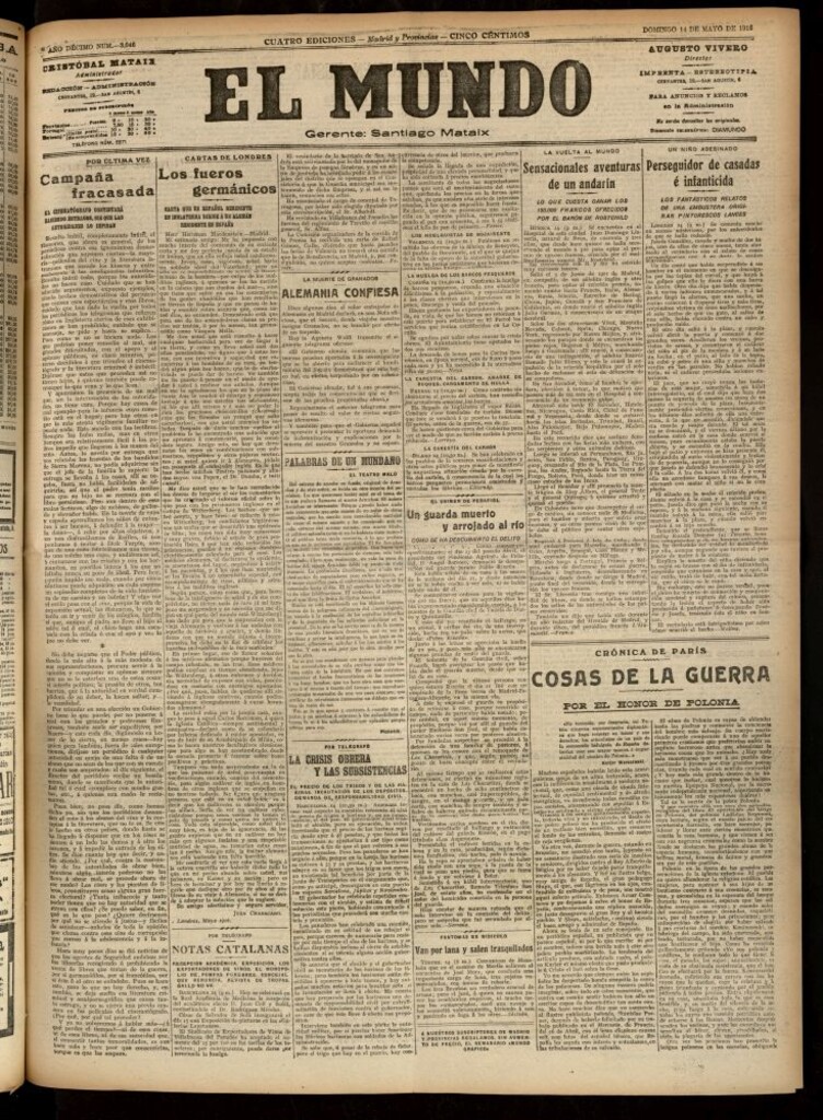 Miniatura de El Mundo del 14 de mayo de 1916