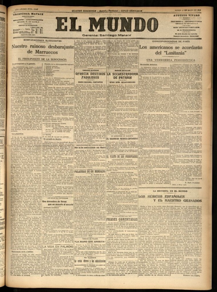 Miniatura de El Mundo del 15 de mayo de 1916