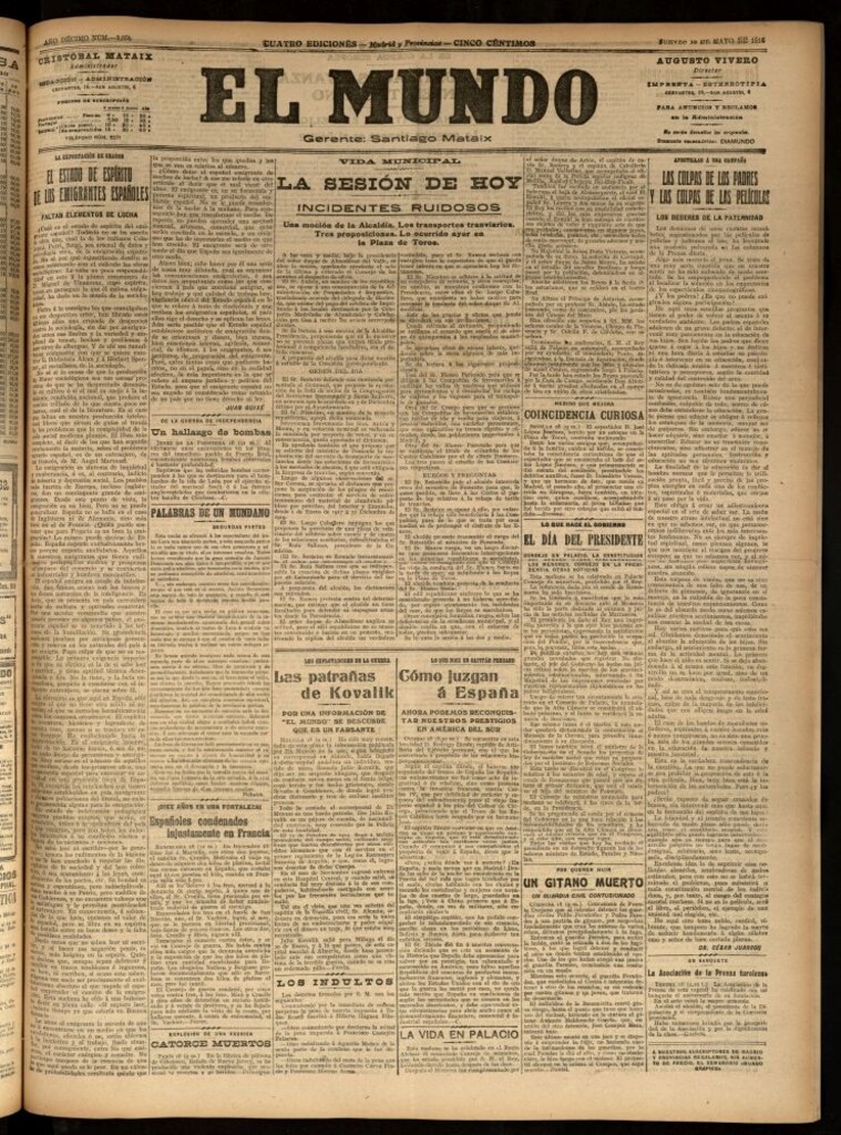 Miniatura de El Mundo del 18 de mayo de 1916