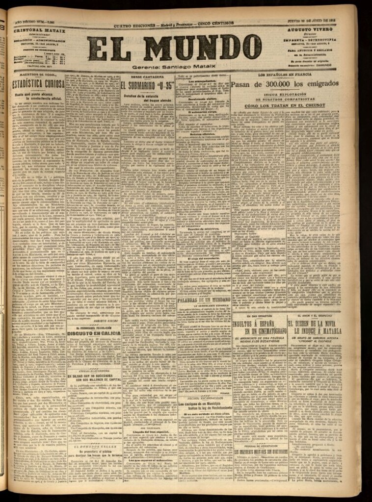 Miniatura de El Mundo del 22 de junio de 1916