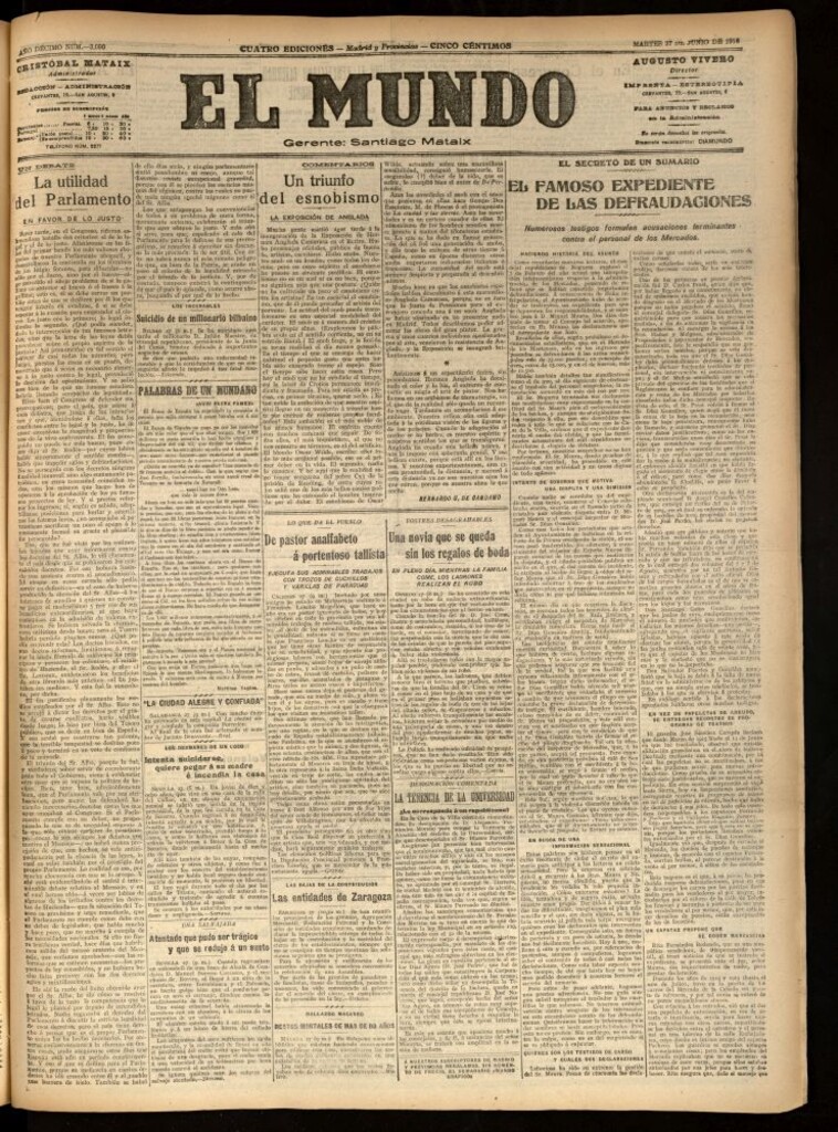 Miniatura de El Mundo del 27 de junio de 1916