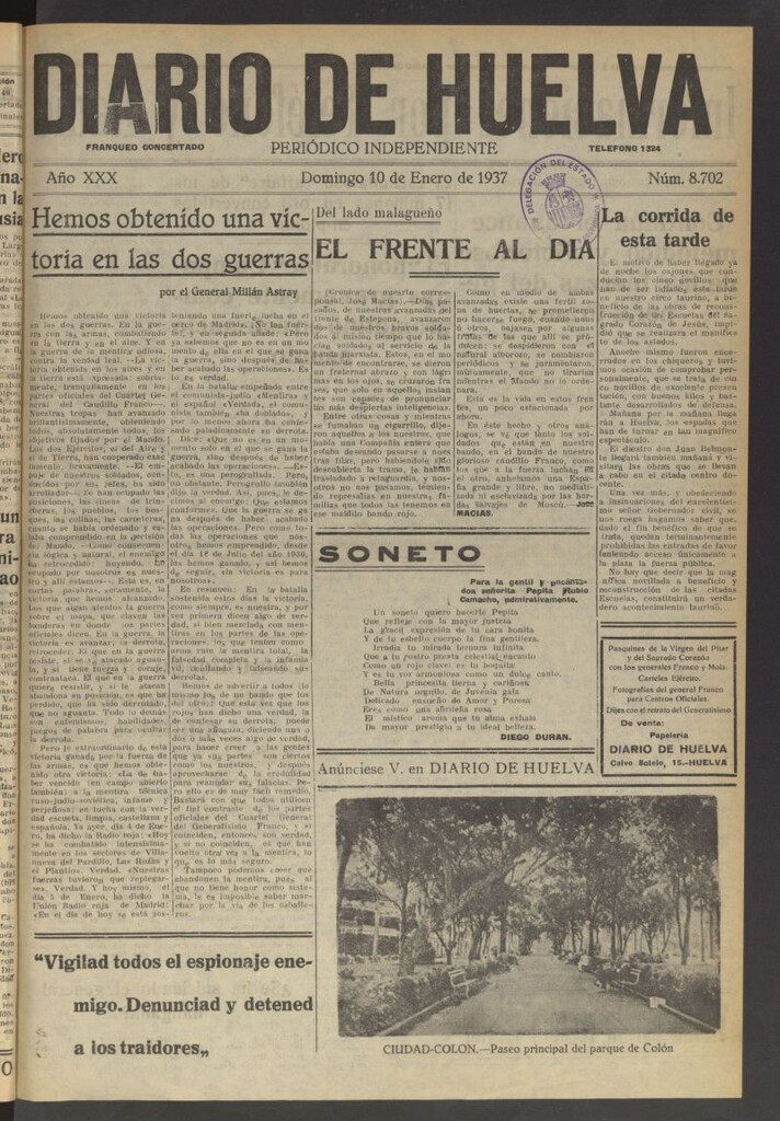 Miniatura de Diario de Huelva : periódico independiente del 10 de enero de 1937