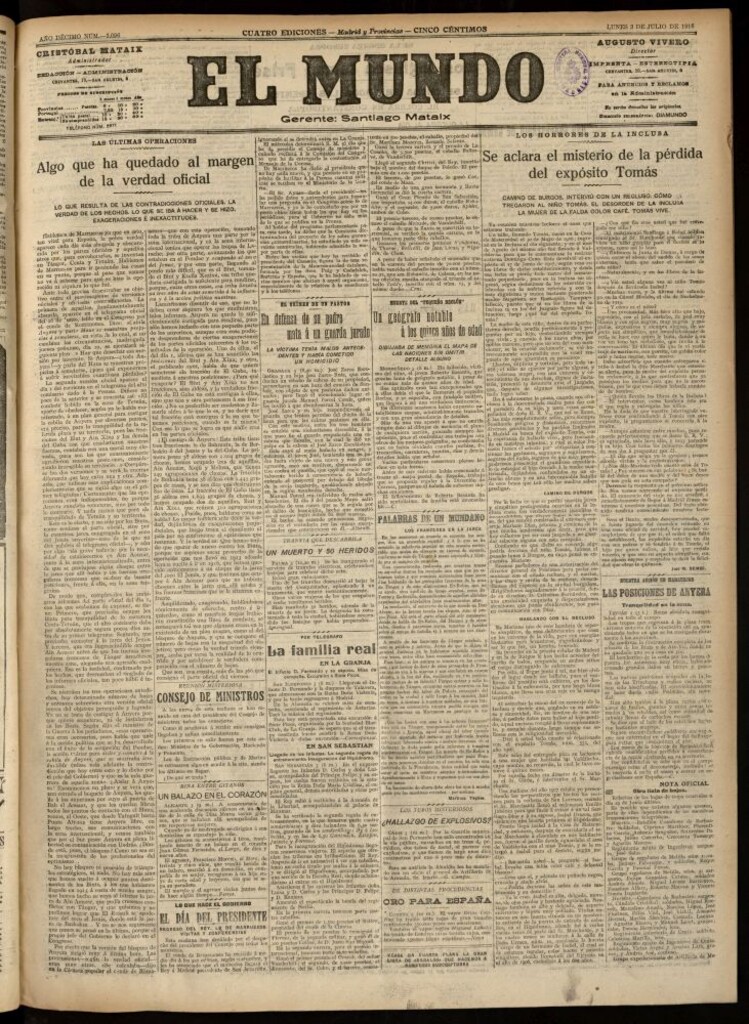Miniatura de El Mundo del 3 de julio de 1916