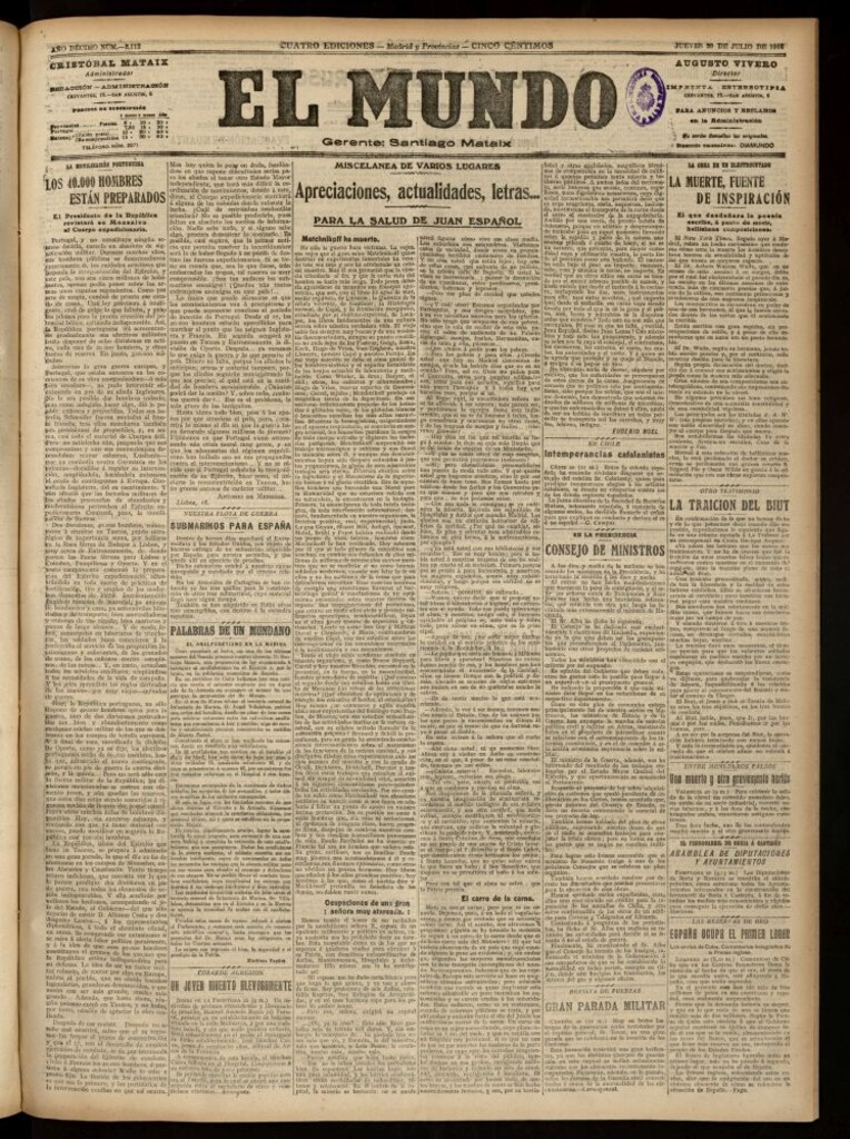 Miniatura de El Mundo del 20 de julio de 1916