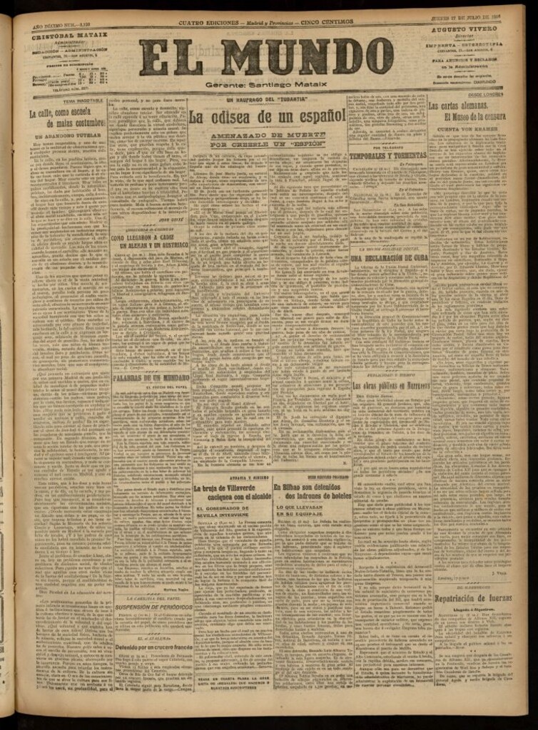 Miniatura de El Mundo del 27 de julio de 1916