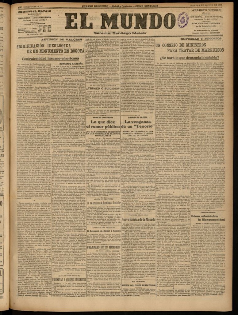 Miniatura de El Mundo del 3 de agosto de 1916
