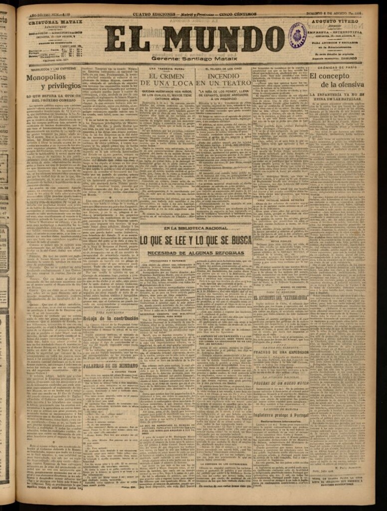 Miniatura de El Mundo del 6 de agosto de 1916