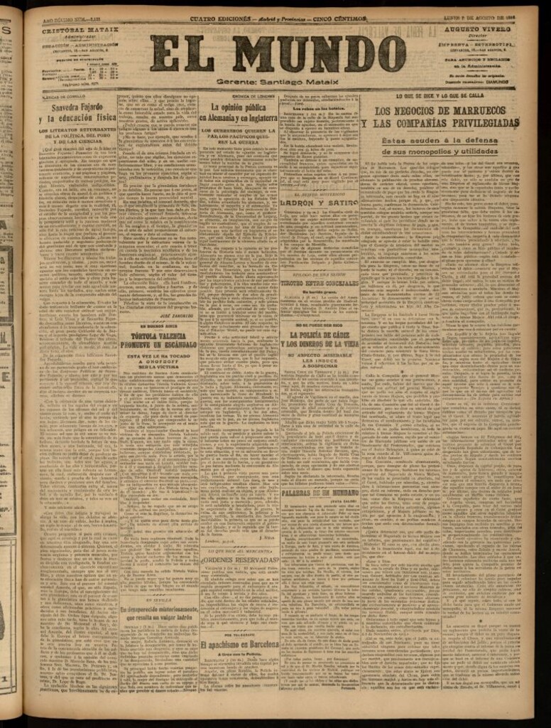 Miniatura de El Mundo del 7 de agosto de 1916
