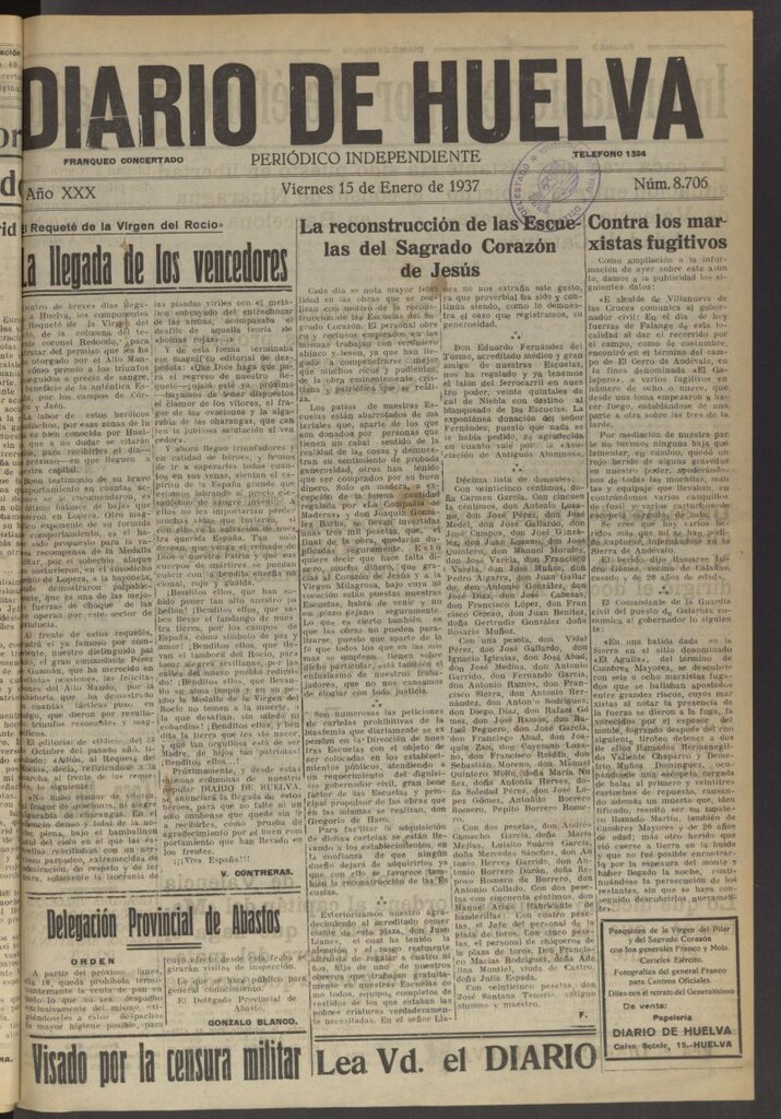 Miniatura de Diario de Huelva : periódico independiente del 15 de enero de 1937