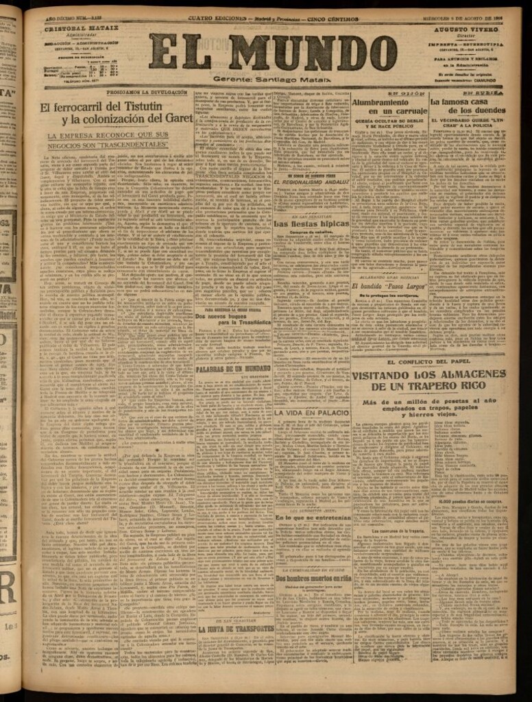 Miniatura de El Mundo del 9 de agosto de 1916