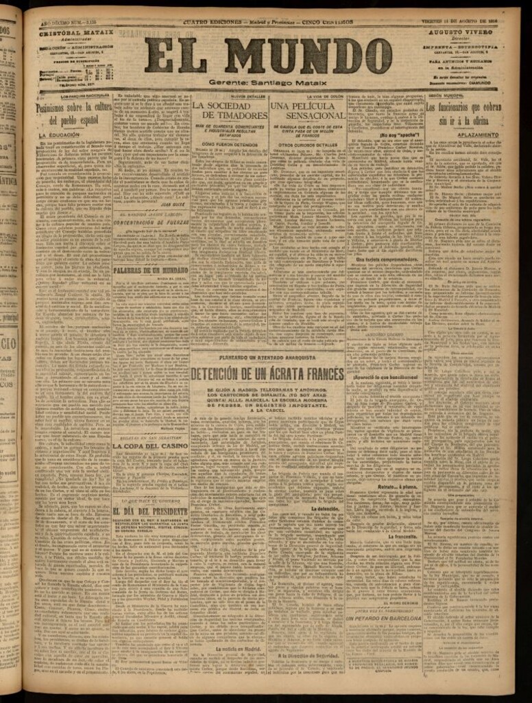Miniatura de El Mundo del 11 de agosto de 1916