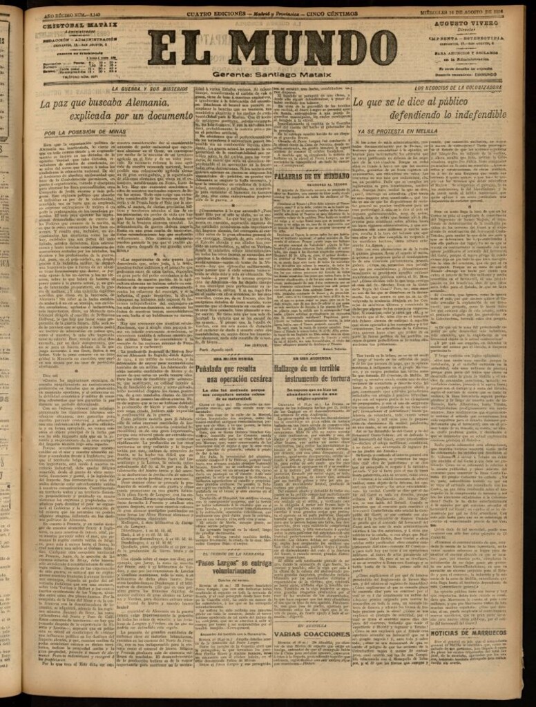 Miniatura de El Mundo del 16 de agosto de 1916