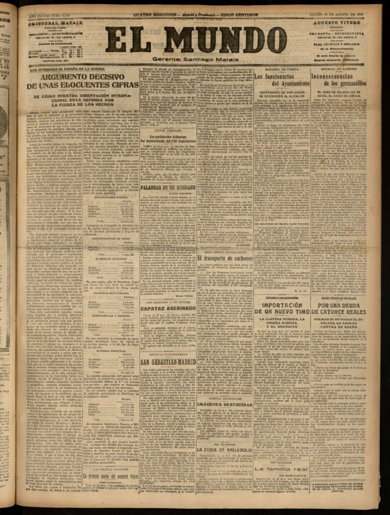 Miniatura de El Mundo del 19 de agosto de 1916