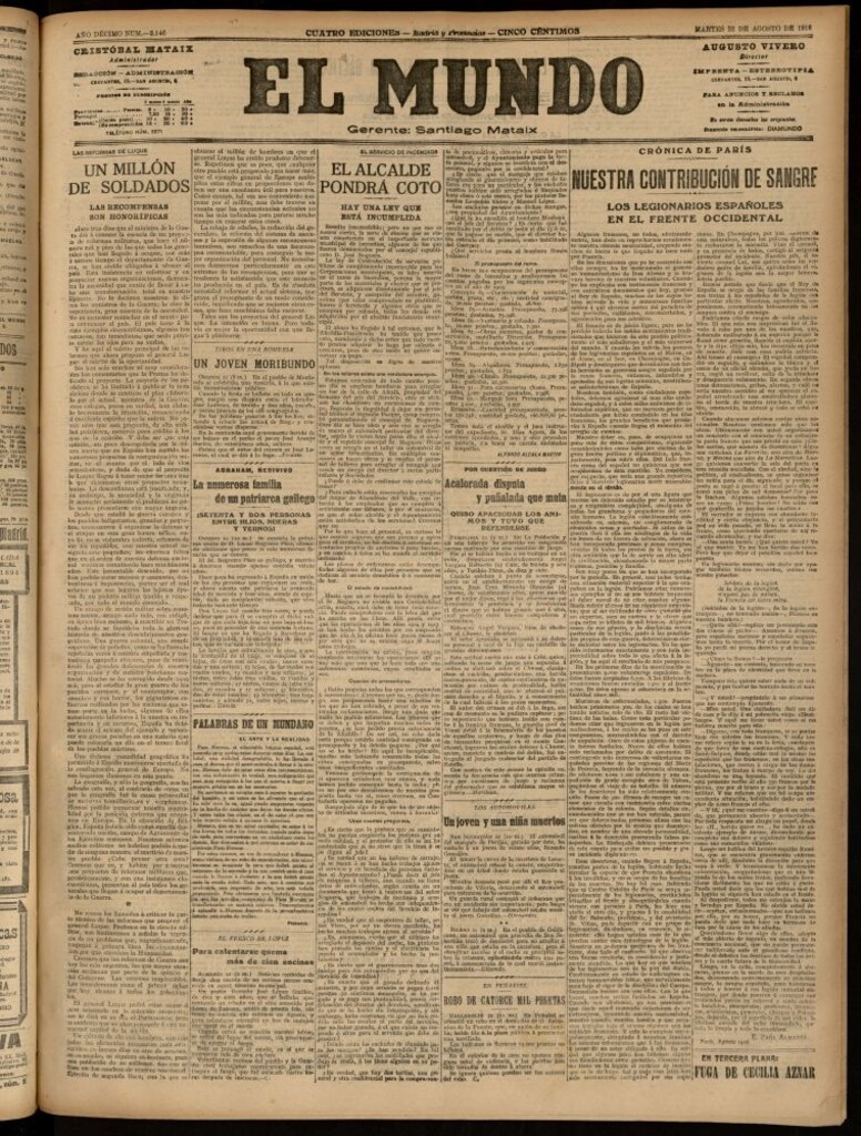Miniatura de El Mundo del 22 de agosto de 1916