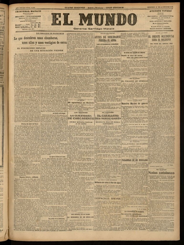 Miniatura de El Mundo del 27 de agosto de 1916