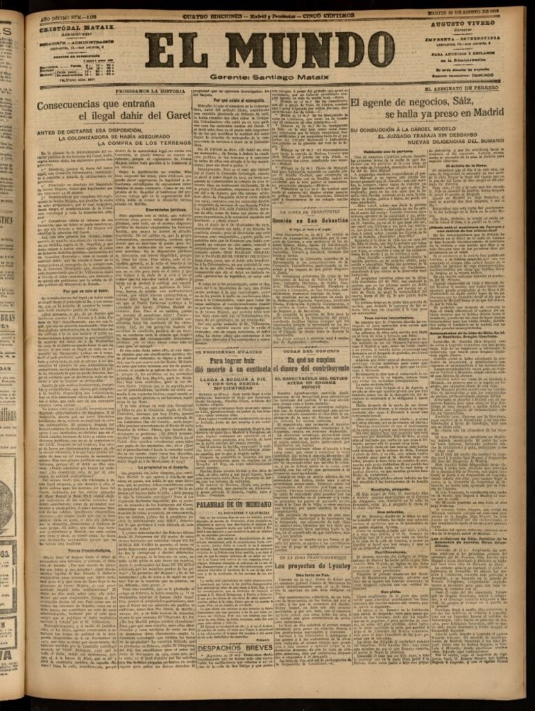 Miniatura de El Mundo del 29 de agosto de 1916