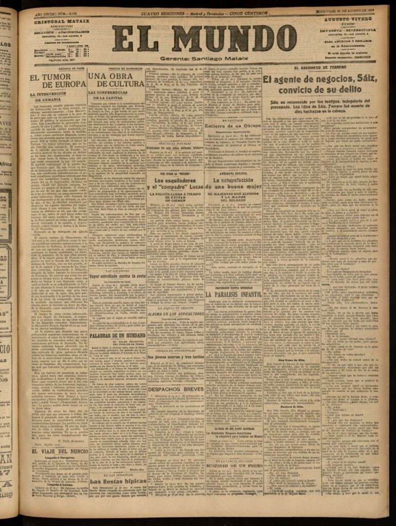 Miniatura de El Mundo del 30 de agosto de 1916
