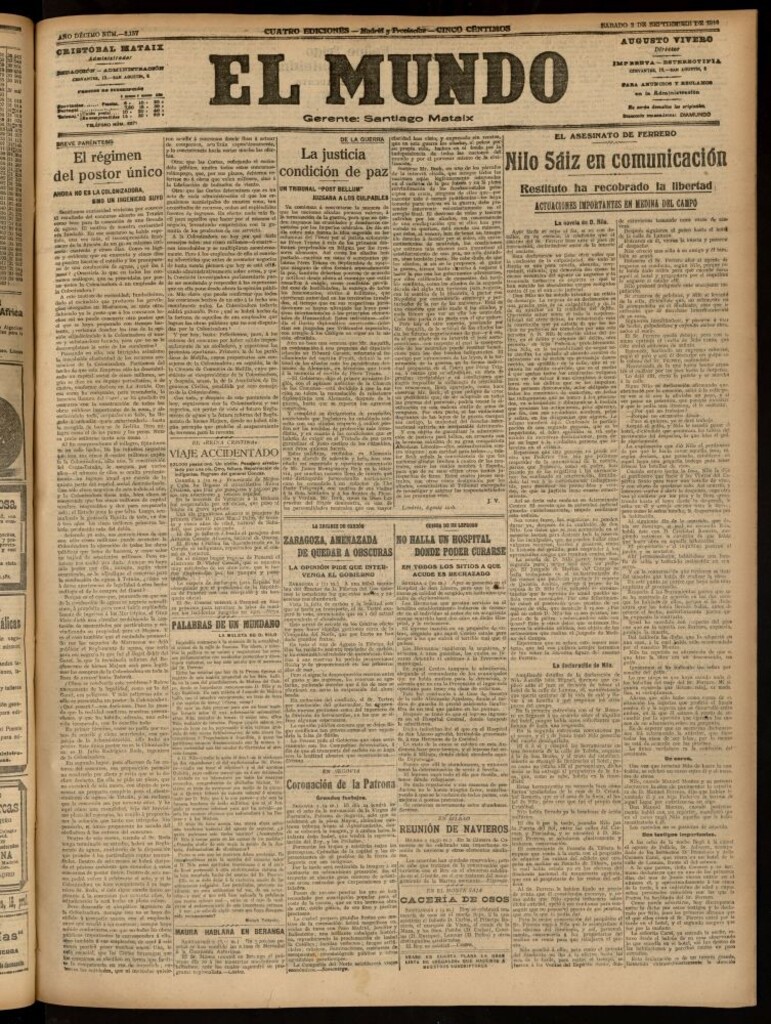 Miniatura de El Mundo del 2 de septiembre de 1916