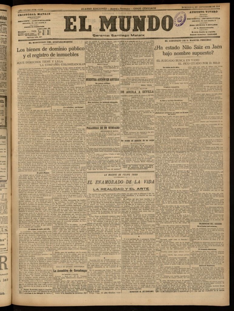 Miniatura de El Mundo del 3 de septiembre de 1916