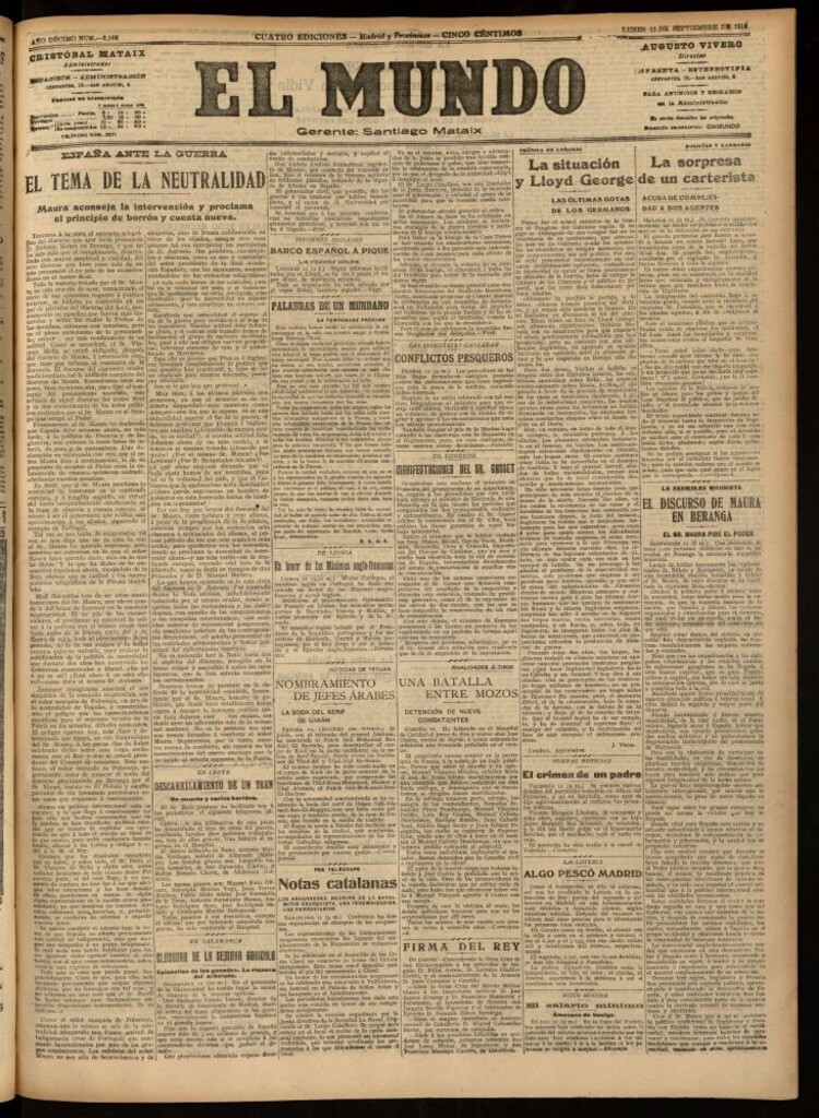 Miniatura de El Mundo del 11 de septiembre de 1916