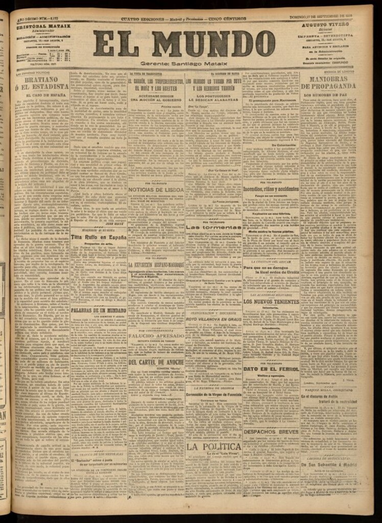 Miniatura de El Mundo del 17 de septiembre de 1916