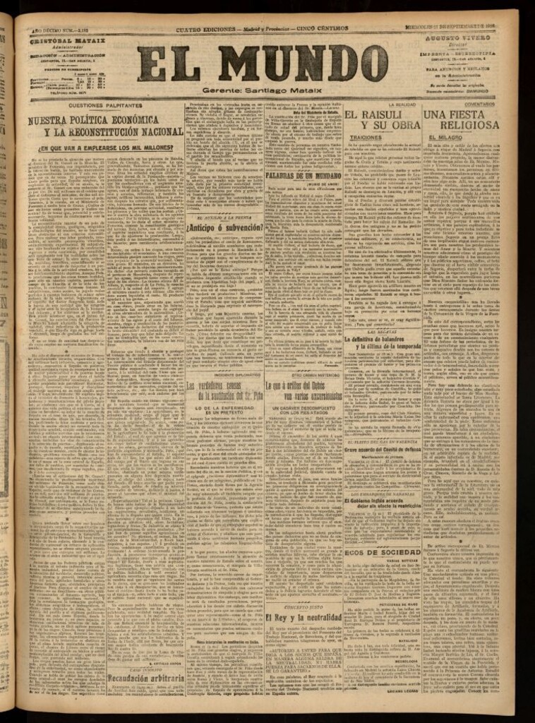 Miniatura de El Mundo del 27 de septiembre de 1916