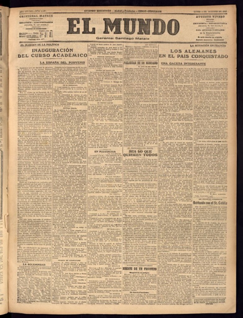 Miniatura de El Mundo del 2 de octubre de 1916