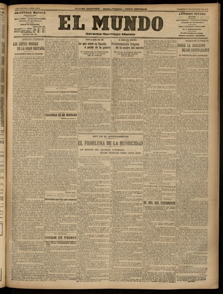 Miniatura de El Mundo del 27 de octubre de 1916