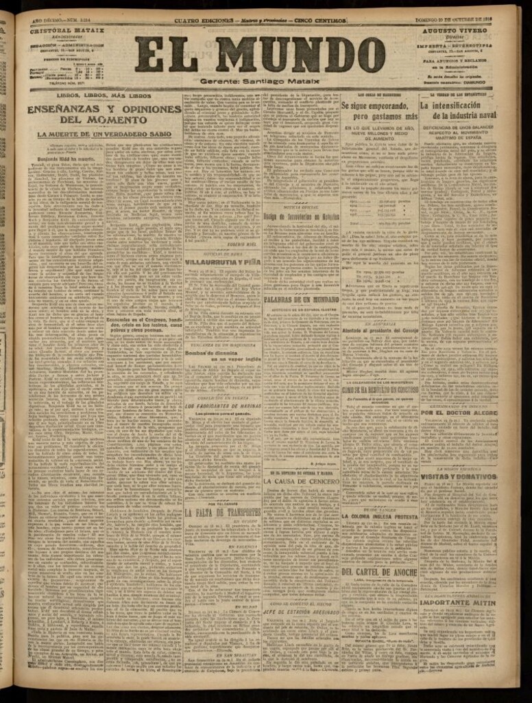 Miniatura de El Mundo del 29 de octubre de 1916