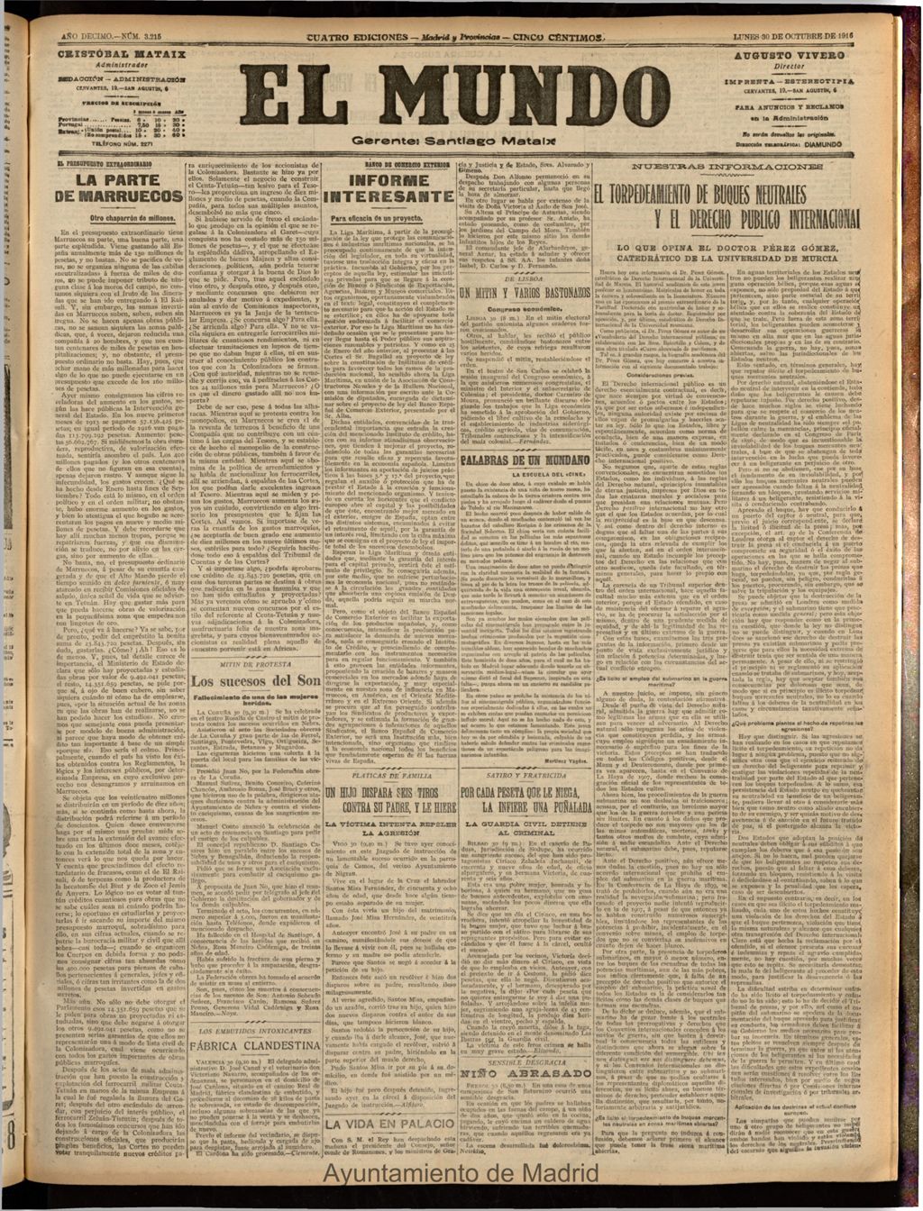 Miniatura de El Mundo del 30 de octubre de 1916