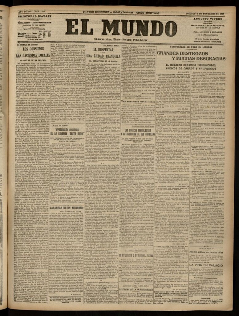 Miniatura de El Mundo del 19 de noviembre de 1916