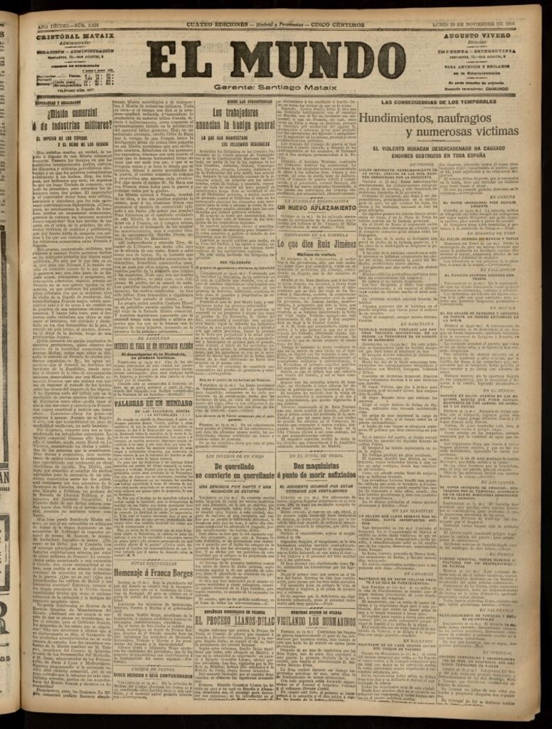 Miniatura de El Mundo del 20 de noviembre de 1916