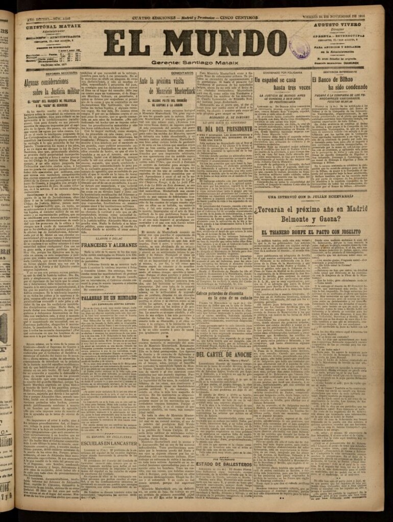 Miniatura de El Mundo del 24 de noviembre de 1916