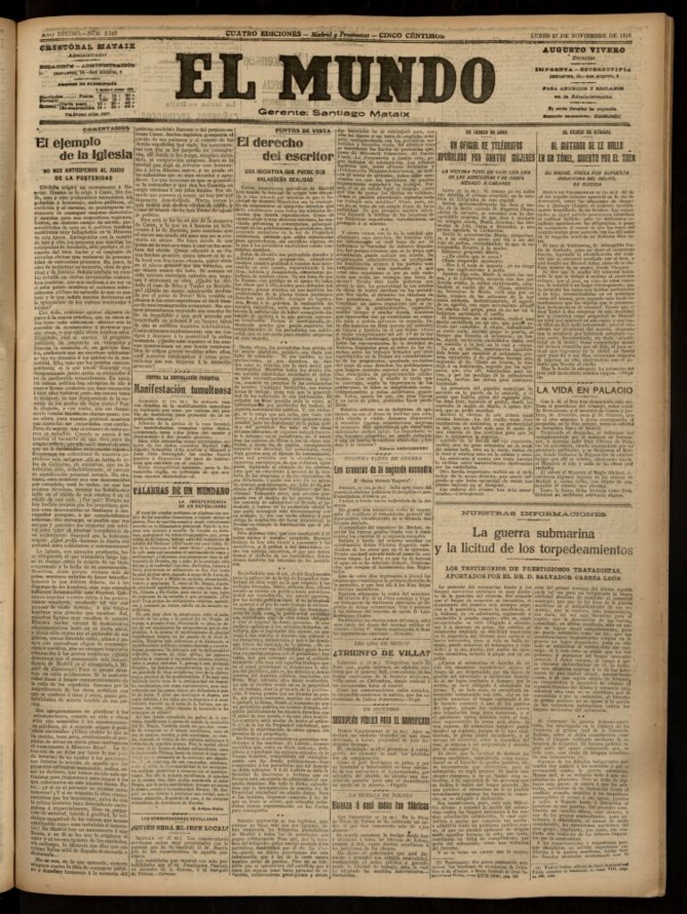 Miniatura de El Mundo del 27 de noviembre de 1916